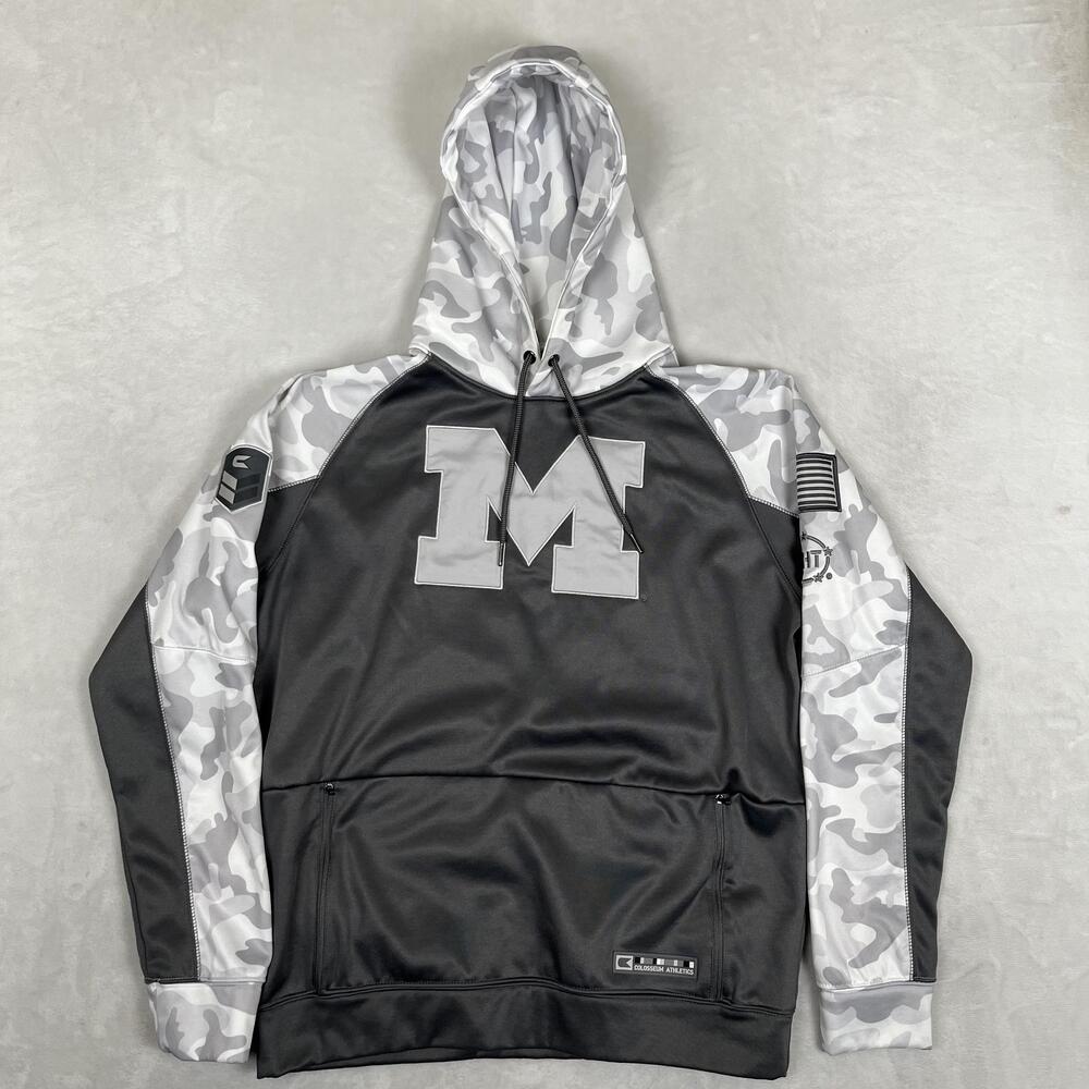 Michigan Wolverines Hoodie Mens Large Gray OHT Camo Sweatshirt Colosseum